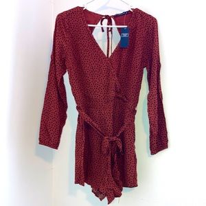 Abercrombie & Fitch NWT Long Sleeve Romper  burnt Orange/rust sz M